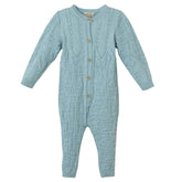 Patique Bebe Mavi Organik Pamuk Örgülü Gofre Tulum